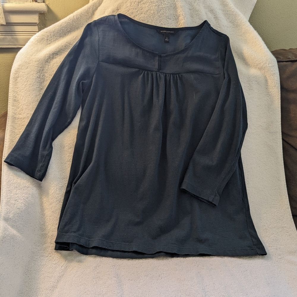 Banana Republic Long Sleeve Blue/Turquoise Loose Fit Pullover V Neck Tunic S